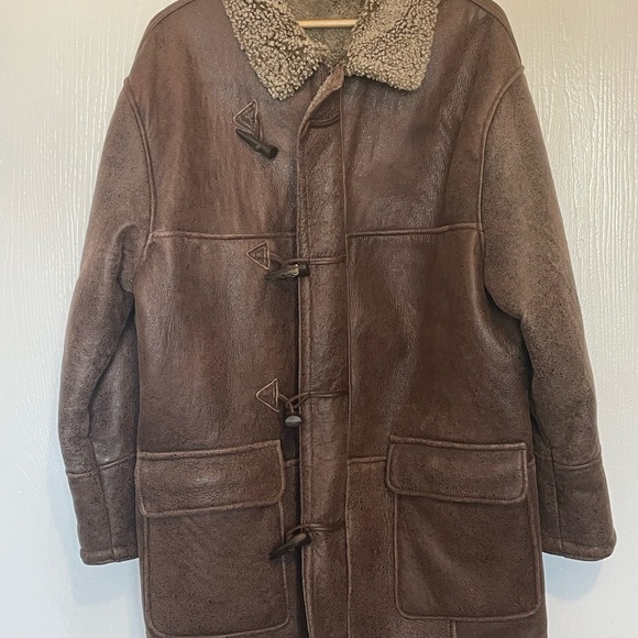 Men's Brown 100% Sheepskin Shearling Coat - Vintage Oscar Leopold - Picture 2 of 11